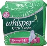 Whisper Ultra Clean XL Wings Sanitary Pad (Pack of 15)