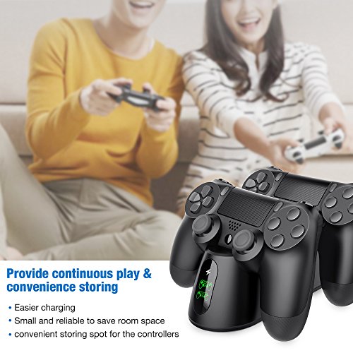 image for PS4 Controller Charger, BEBONCOOL PS4 Wireless Charger Dual USB Fast C