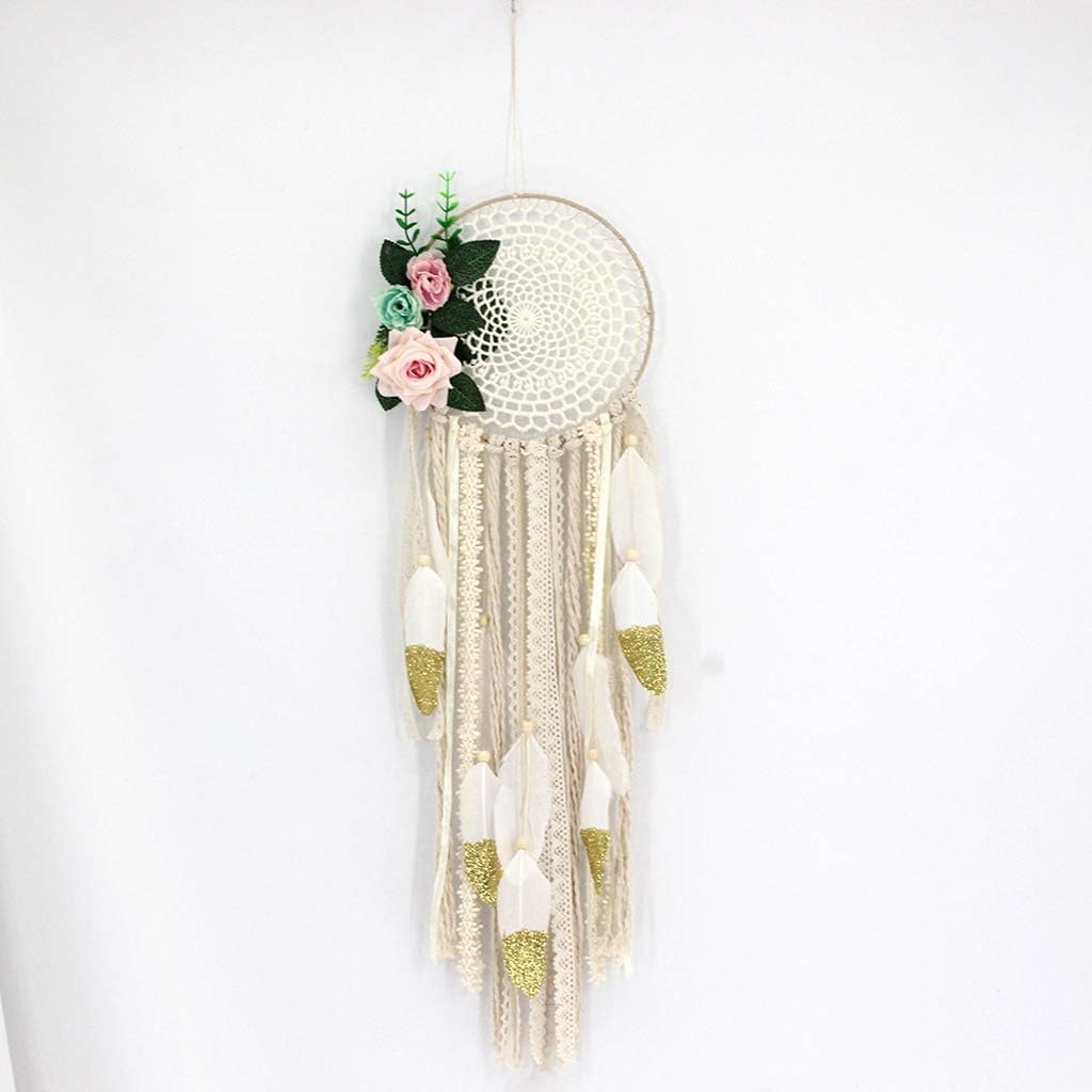 JYZT Dream Catcher Fairy Hanging Ornaments Feathers Bohemian Wedding Decorations, Boho Chic Bedroom Decoration, Nursery And Car Decor 85cm