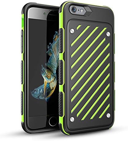 Apple iPhone 7 Plus Case, Bixshell Hybrid Black PC Back Cover TPU Bumper [Drop Protection/Shock Resistant] Dual Colors Slim Case for Apple iPhone 7 Plus with Circle Metal Tack (Black&amp;Green)