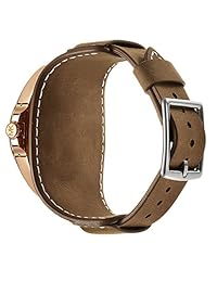 Cuff correa de reloj para Diesel ON Smartwatch, 78.7 foot ancho de Lug Crazy caballos, piel pulsera correa de reloj, café, Coffee