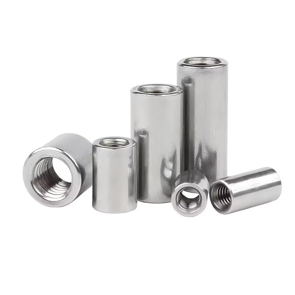 SYDARSYN Round Coupling Nuts Long Rod Nut 304 Stainless Steel Female Threaded Rod M6x10x15mm (5 pcs)