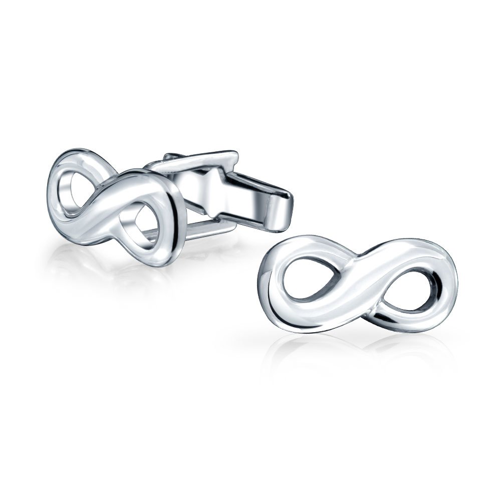 Forever Love Valentines Figure 8 Symbol OF Eternal Love Infinity Cufflinks For Men Husband Boyfriend Shirt Cuff Link For Groom Men Wedding Gift .925 Sterling Silver Bullet Hinge Back
