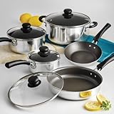 9-Piece Tramontina Simple Cooking Nonstick Cookware Set, Polished