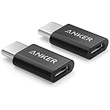 [2 in 1 Pack] Anker USB-C (Male) to Micro USB (Female) Adapter, Allows Micro USB to USB-C Data Transfer, Uses 56K Resistor, W