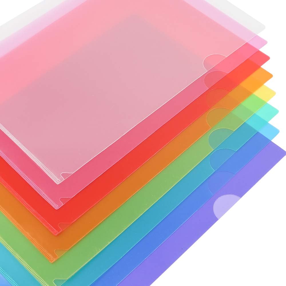 EOOUT 45pcs Plastic Clear Document Folders Project Pockets, File Folders for Letter Size and A4, 8 Assorted Colors, for School Office : Office Products