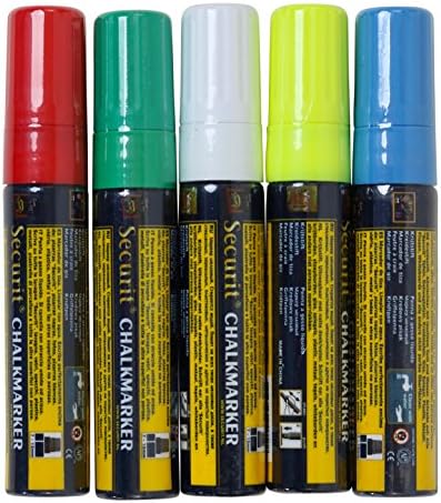 Deflecto Securit Wet Erase Jumbo Chalk Markers - 5 Colors