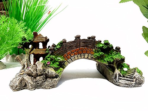 Alwaysuc Pavilion Tree Fish Tank Decoration Aquarium Ornament Poly Resin Bridge Landscape Decor Fish Tank Ornaments - Thumbnail 6