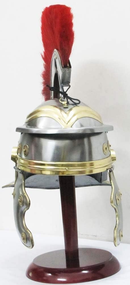 Roman Centurion Medieval Knight Helmet Warrior Armor Halloween costume Metal Red Plume with inner liner - Image 5