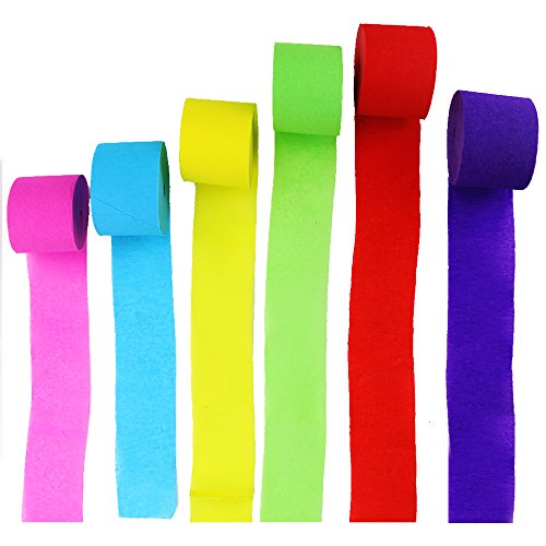 Bignc 6 Rolls Crepe Paper Streamers For Party Wedding,Decorations with 6 Different Color,82 Feet Per Volume