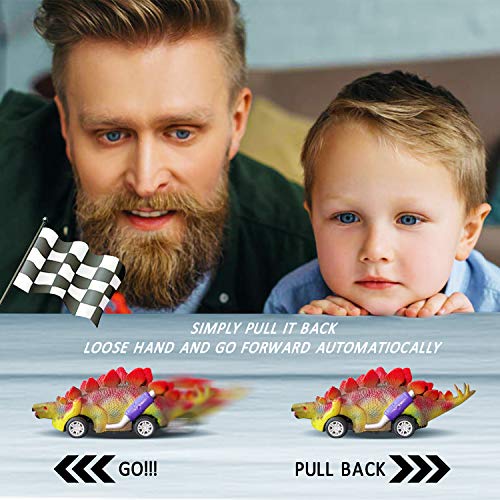 image for KONGKISS Dinosaur Toy Pull Back Cars - Dinosaur Toys Cars Vehicles New