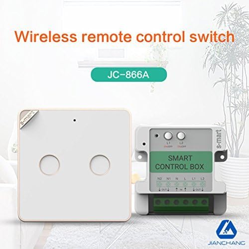 JIANCHANG smart Wireless Remote Light Switch &amp; Receiver diy set JC-866A control two lines lights or devices,control panel and base with magnetic design easy to separate and adsorb