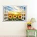 Amtoodopin 3D Sunflower Fake Windows Wall Stickers Landscape Faux Windows Wall Decal Removable Wall Decor for Livingroom Bedroom (Sunflower 23.6x35.4 inch)