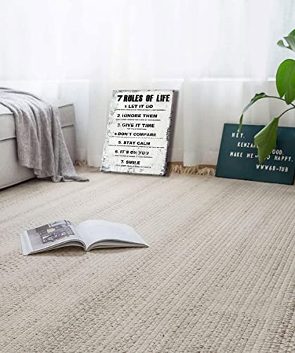 Motivational Canvas Wall Art inspirational 7 Rules of Life positive quotes wall decor office posters for boy room bathroom classrooms framed prints Ready to Hang Home 11x15 Inches