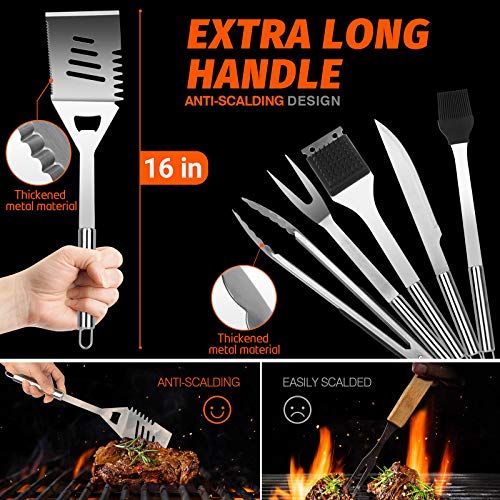 EIGNO BBQ Grilling Accessories 27-Piece Accessories Set，Professional Grade Stainless Steel Grill Kit with Meat Thermometer and Injector,Perfect BBQ Grilling Tools for All Your Grilling Needs