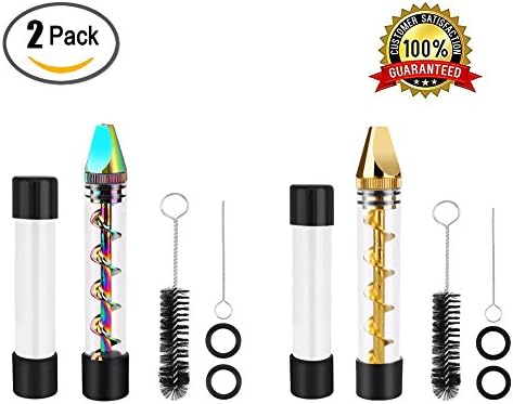 2 Pack Rolling Glass Blunt Grinder Kit for Herb Leaves,Twisty Pipe Holder with Bottle Replacement Part and Cleaning Tools Manual Grinder