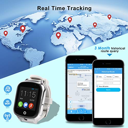 Autopmall GPS Watch Kids GPS Tracker Watch Waterproof IP65 SOS Call Function GPS WiFi LBS Real Time Tracking Health Steps Activity Tracking Boys Girls Gift