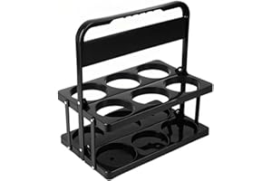 Bodaon 6 Cup Drink Carrier with Handle, Plastic Cup Carriers for Drinks, Drink Holder for Car, GrubHub/Eats Doordash Accessories, Portable Foldable Reusable Mobile, Use for Food Delivery Bag, Black