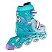 Crazy Skates Adjustable Inline Skates for Girls and Boys - Adjust to fit 4 Sizes - Model 148 - Teal/Purple (Size: Small | j11-1)