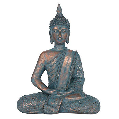 TANGDIAABBCC Vicien Hunky Dory Gifts Buddha Statue Rustic Bronze Copper Blue Effect Ornament Figurine 26cm