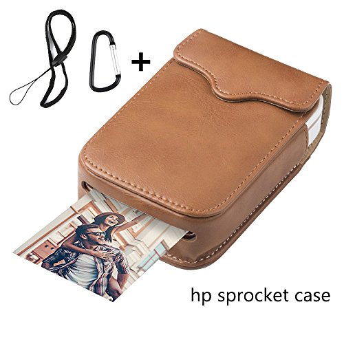 Portable Case for HP Sprocket Portable Photo Printer， PU Leather，Shockproof，a Keychain and a Rope for Carrying Your HP Sprocket Portable Photo Printer and Paper Bag,Brown - Thumbnail 7