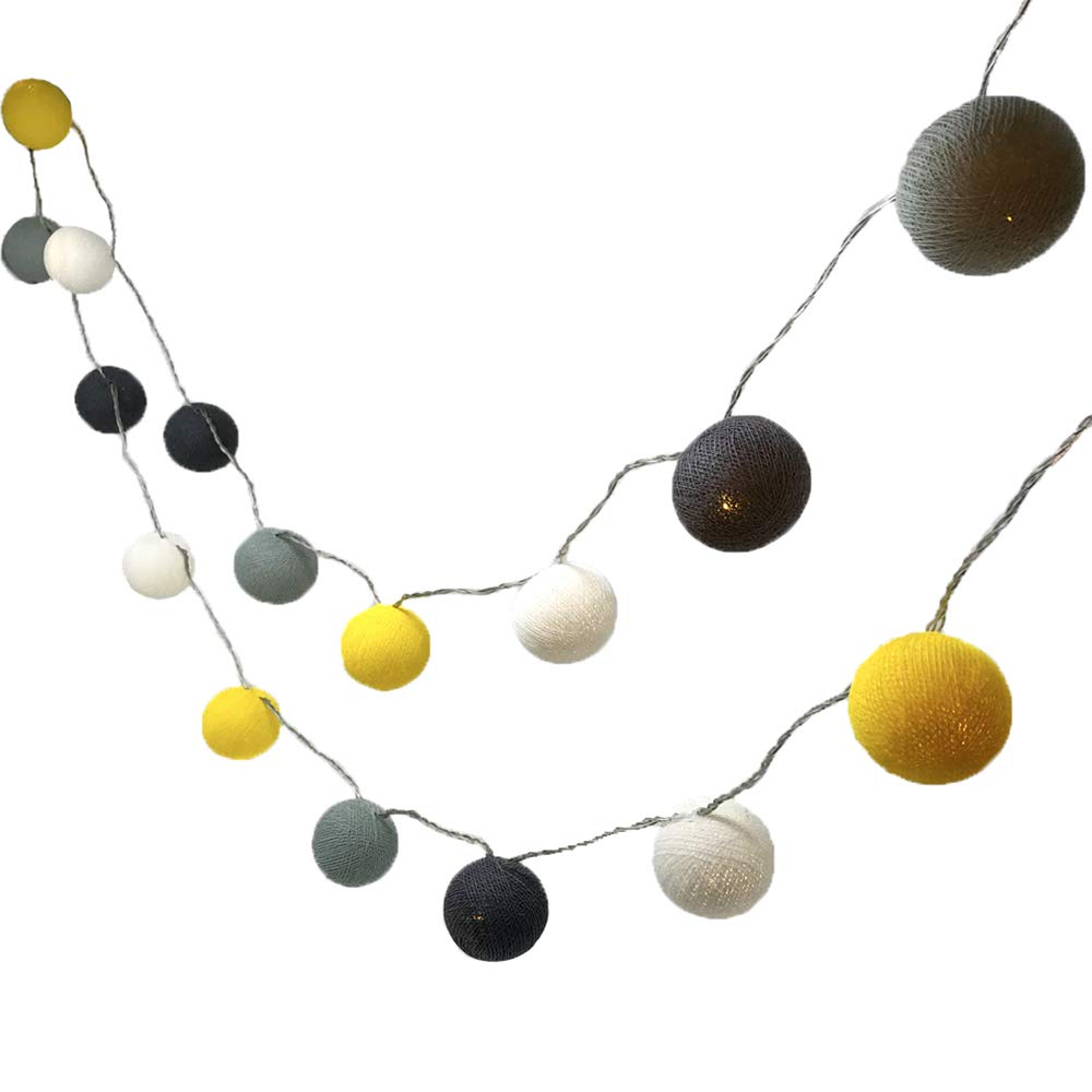 Blaze On Ambient Ball Fairy Lights (Metro Mayfair) – 20 Warm White LED Lights – Hand–Spun Cotton Balls – USB Powered and Includes UK 3–Pin USB Adapter – Indoor Decorative String Lights