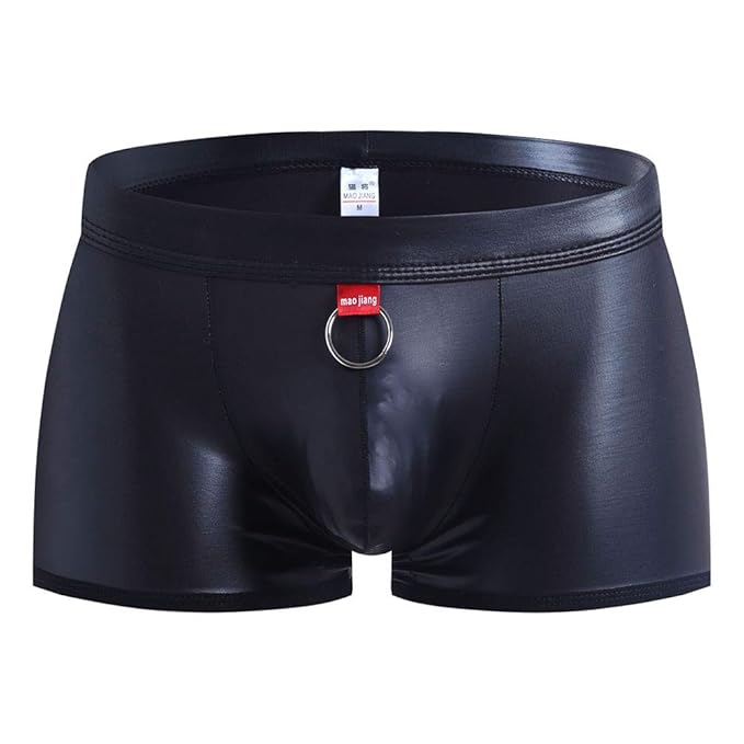 Dorical Boxershorts Herren Slips Nachahmung Leder Ringe Lack Sexy Stylische Marken Unterwäsche Ausgefallene Bulge Pouch Billi