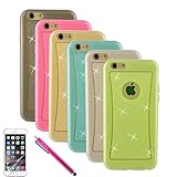 iPhone 6 Case, Bundle 6 Pack Silicone Case [Ultra Slim] Glitter Jelly Soft TPU GEL Protective Cover Rubber Shell Skin Assorted Color (Pink, Grey, Golden, Blue, Clear) for Apple iPhone 6 4.7
