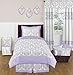 Sweet Jojo Designs Lavender, Gray and White Damask Print Elizabeth Lamp Shade for Girl Bedding Set Collection