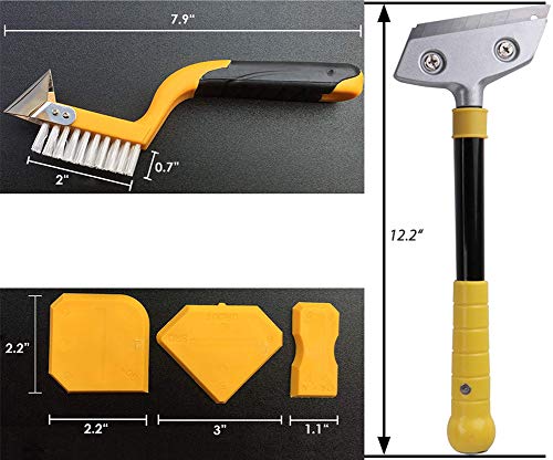 Caulking Tools 5 pcs, Sealant Removal and Multi-Purpose Scraper for Kitchen Bathroom Floor Door and Window (Orange)