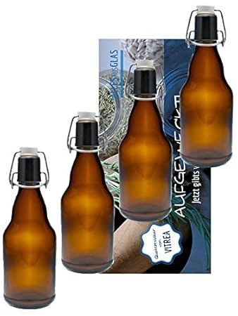 24er Set Bügelflaschen Bügelflasche Glasflaschen 330ml ' Braun ' Etiketten ' mit Bügelverschluss zum Selbstbefüllen Bier Bier