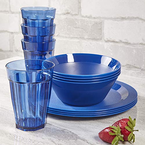Cambridge Plastic Plate, Bowl and Tumbler Dinnerware 12piece set