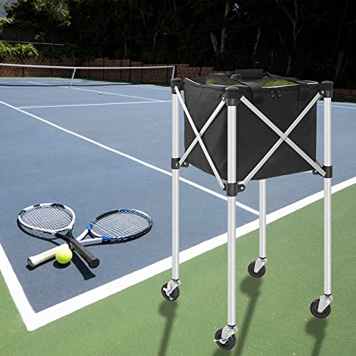 AKOZLIN Tennis Ball Hopper with Wheels Holds 150 Balls Tennis Ball Cart