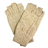 Luxury Divas Tan Men's Thermal Insulated Half Fingerless Gloves