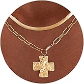 Moodear Valentines Day gifts for Her Chunky Cross Necklace for Women Trendy 14K Gold Plated Silver Layered Statement Crucifix Pendant Charm Necklaces Paperclip Chain Snake Herringbone Choker Jewelry