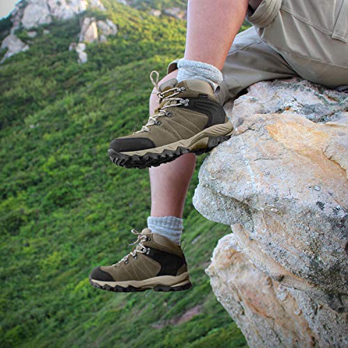 Clorts Men's Classic Hiking Boots Waterproof Suede Leather Lightweight Hiking Shoes Brown US Men Size 11 Medium Width