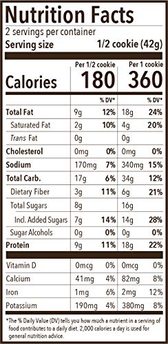 Munk Pack Vegan Protein Cookie | 18 Grams of Protein | Vegan, Gluten-Free, Dairy-Free, Soy-Free, Soft Baked | 2.96oz (Peanut Butter Chocolate Chip, Pack of 12)