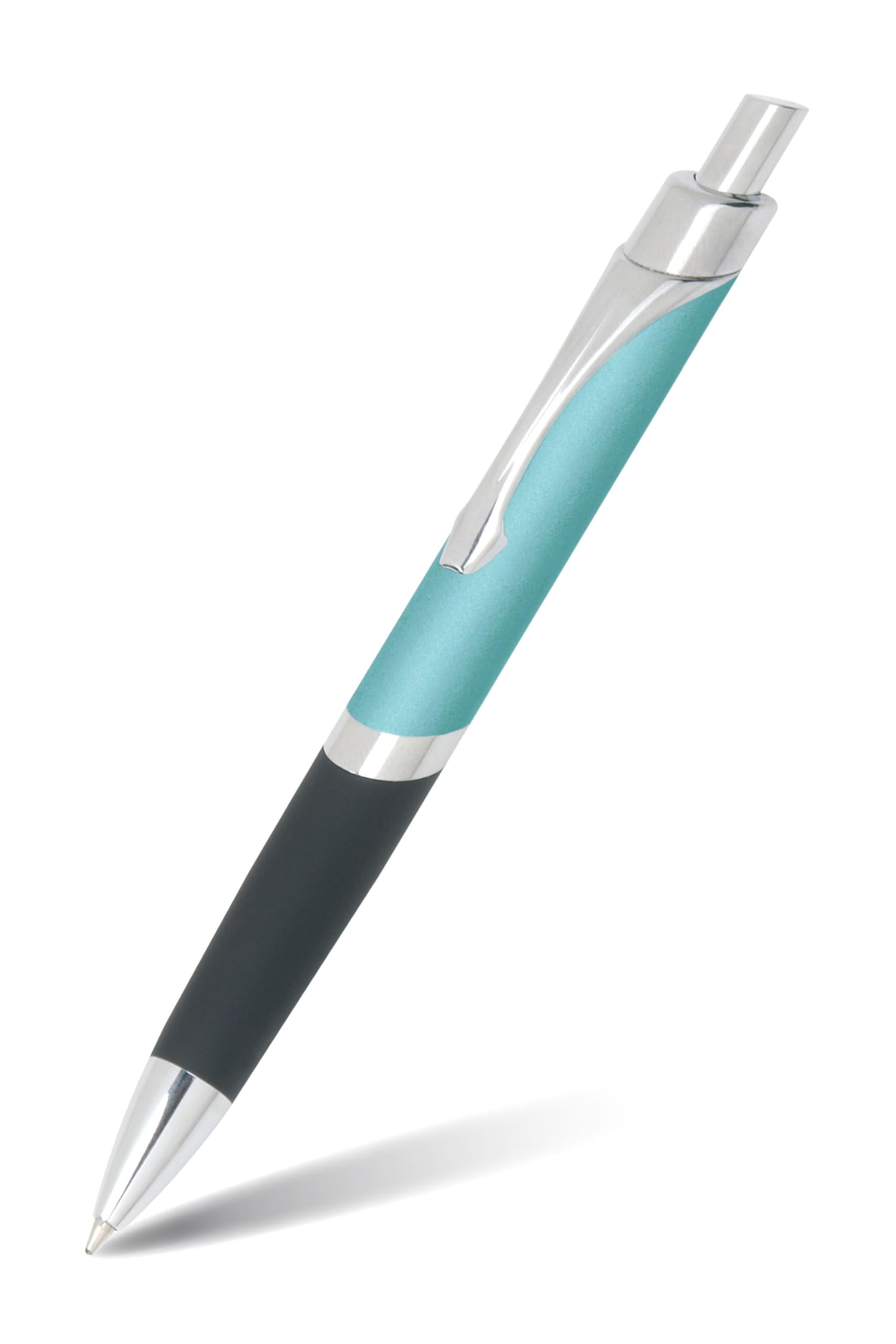 Online ballpoint pen Sporty Light Blue, noble biro, retractable ball pen made of aluminum, replaceable refill, blue writing color