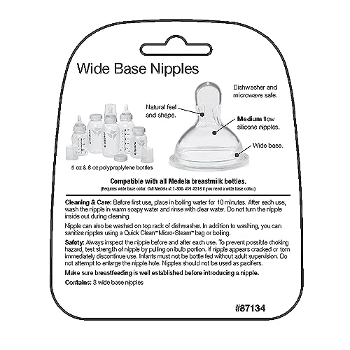Medela Medium Flow Nipples with Wide Base, 3 Pack, Baby Age 412 Months