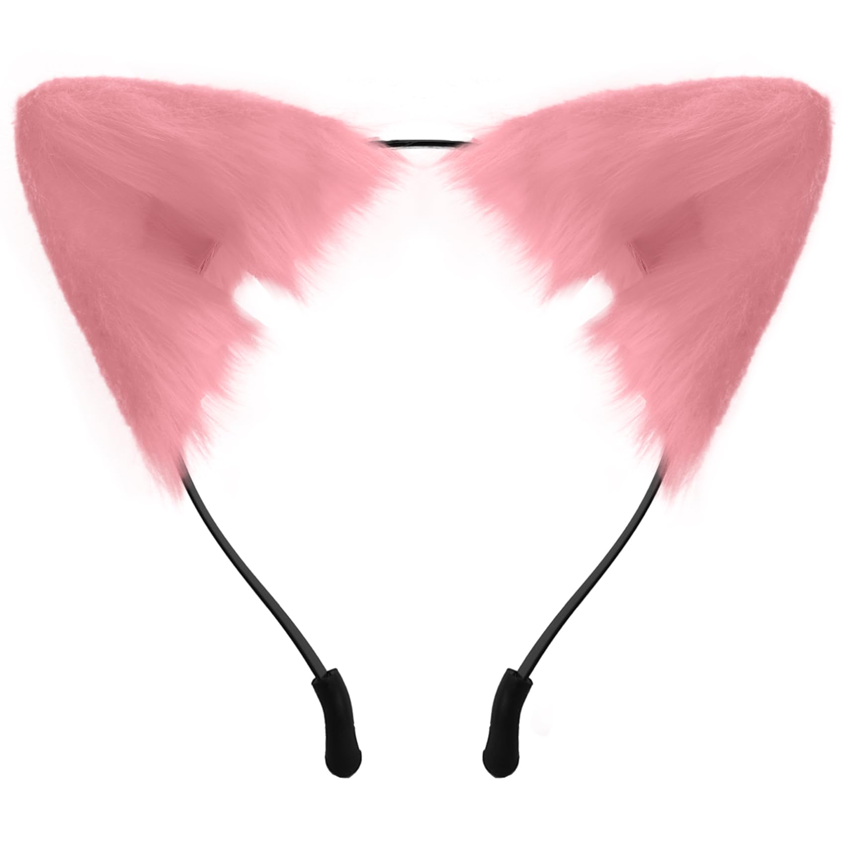 SycloPak Furry Animal Ears Headband - Adjustable Fox/Wolf/Cat Ears for Cosplay Costume, Valentine Halloween Party Accessories for Women & Men (Pink)