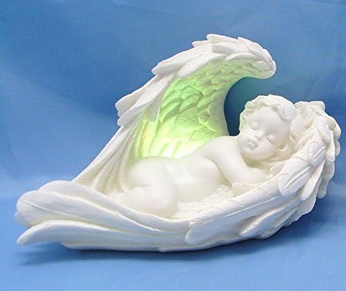 Baby Sleeping in Angel's Wings Statue Figurine Colour Changing Light – Model 1 – Angelot