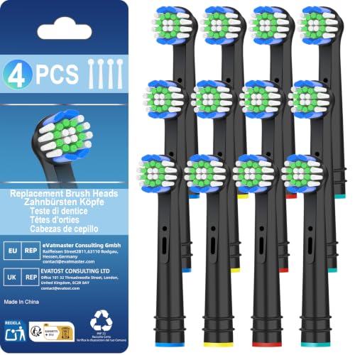 12 Pack Toothbrush Heads Compatible with Oral B Braun, Brush Heads Compatible with Oral B Vitality Pro/Smart/Genius/Pro 1 Series Electric Toothbrushes (Black)