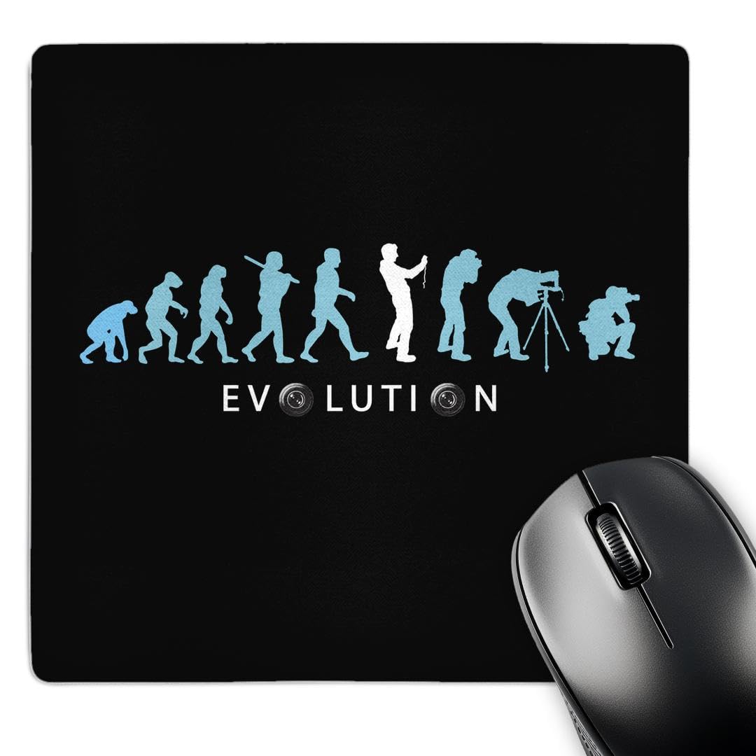 3dRose mp_47360_1 8 x 8 Kike Calvos Evolution by Natural Selection of a Professional Photographer Using Light Blue Colors Mouse Pad