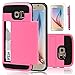 Galaxy S6 Case, EC Samsung Galaxy S6 Wallet Case, Hybrid High Impact Resistant Protective Shockproof Hard Shell with Card Holder Slot Cover for Samsung S6 (Pink)