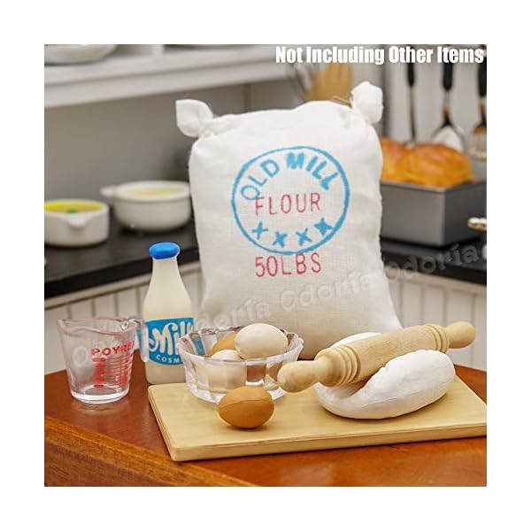 Odoria 1/12 Miniatur Mehl und Nudelholz Puppenhaus Küche Backen Zubehör – Bild 7
