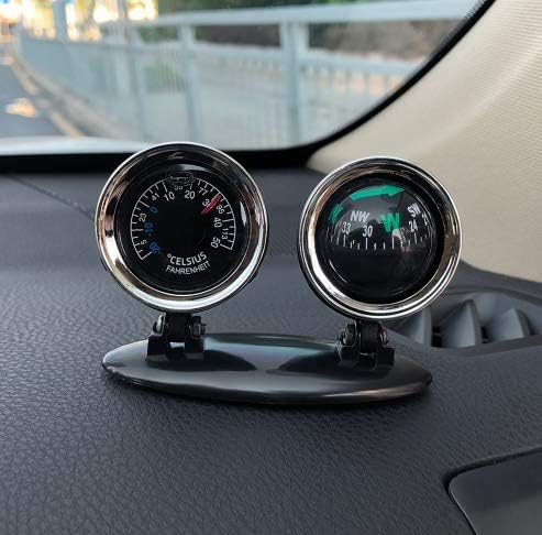 Vvciic 2 in1 Useful Travel ABS Car Inclinometer Compass Thermometer for Outdoor Boat Truck Hiking Hunting GuideTool