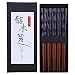 Antner Hardwood Chopsticks Japanese Natural Wood Chopstick Reusable Hand-Carved Chopstick with Box, 5 Pairs Gift Set
