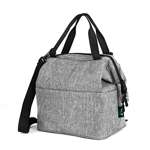 Lunch Bag Box F40C4TMP Insulated Tote with YKK Zipper Extra Pocket Shoulder Strap For Meal Prep Men Women Kids Adults Grey - Thumbnail 7