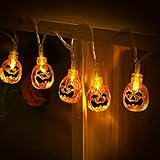 Halloween String Lights, YUNLIGHTS 13ft 30 LED Waterproof 3D Pumpkin Lights with 8 Modes, Battery Powered, Warm White