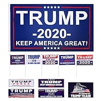 Rosoz Donald Trump 2020 Flag, Keep America Great Flag with Grommets, 5 Pieces 2020 Trump Flag Hand Held and 5 Pieces Bumper Stickers Car for Supporting President